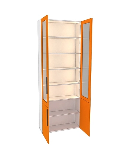 Шкаф книжный со стеклом L240 с подсветкой