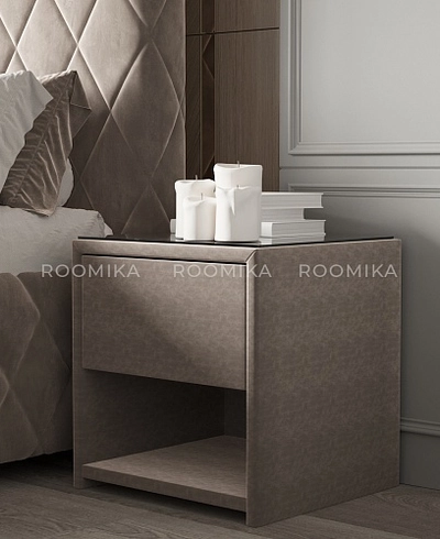 Тумба прикроватная мягкая, стекло прозрачное САНРАЙС 751