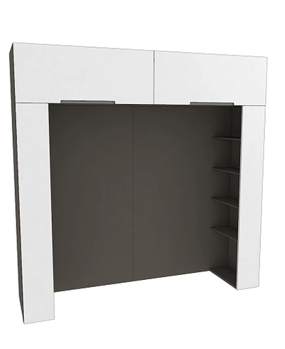 Ниша для кровати с секциями, фасады в эмали LE407.60