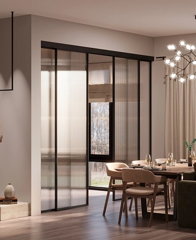 Раздвижная перегородка для кухни, стекло Мору GRACE 3