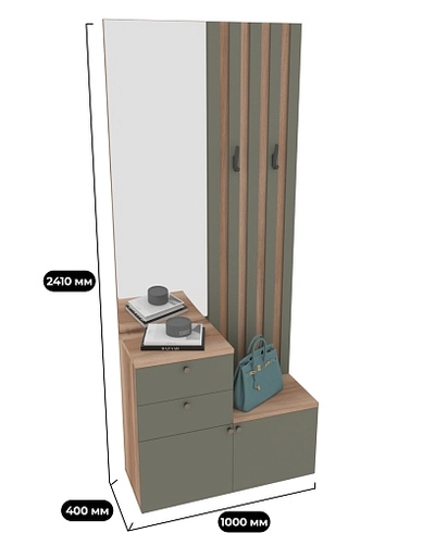 Тумба с зеркалом и крючками L423