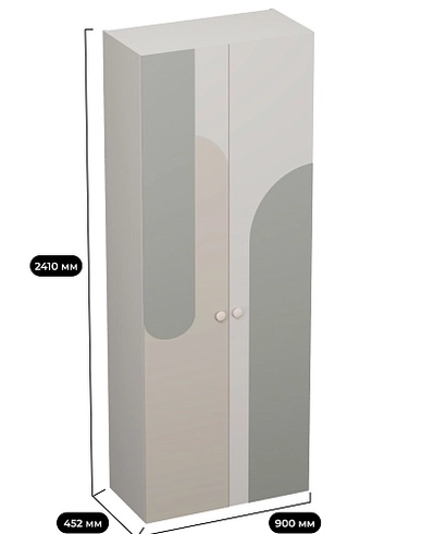 Шкаф двухдверный узкий, фрезерованные фасады в эмали LE210.44-1