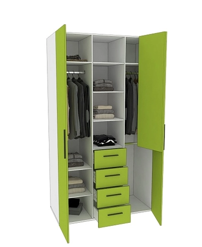 Шкаф трехдверный с ящиками глубокий L203.60