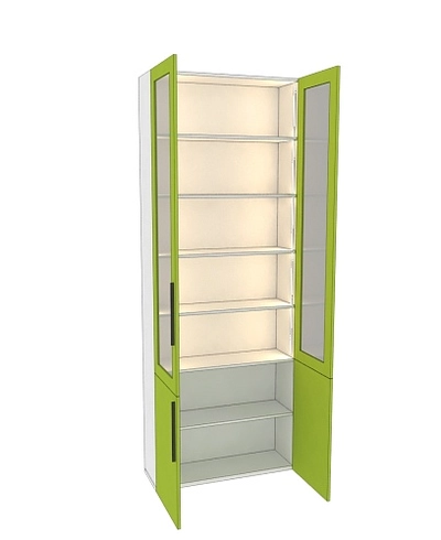 Шкаф книжный со стеклом L240 с подсветкой