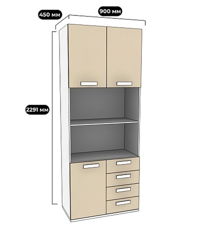 Шкаф двухдверный, фасад комбинированный E213 L/R
