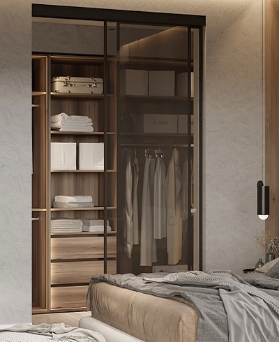 Стеклянная перегородка для гардеробной GRACE 1