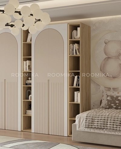 Шкафная группа для детской комнаты, фрезерованные фасады в эмали Лацио 204