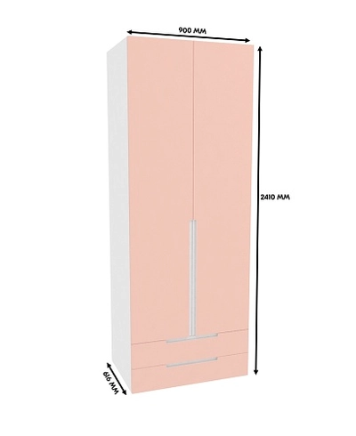 Шкаф двухдверный с ящиками глубокий, фасады в эмали LE211.60