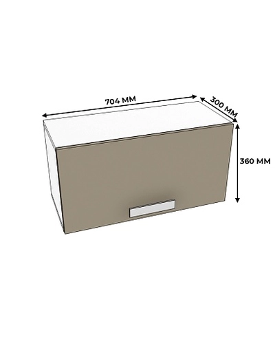 Навесная полка горизонтальная, открывание вверх, 2 ниши E322