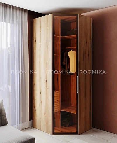 Шкаф угловой со стеклянным фасадом с подсветкой R218