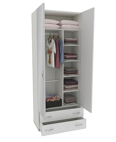 Шкаф 2 дверный с ящиками и зеркалом P211.45Z