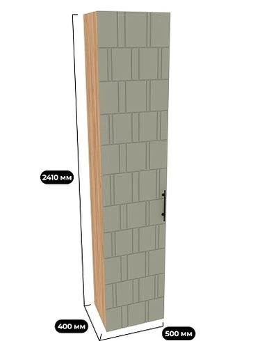 Шкаф одностворчатый, фрезерованные фасады в эмали LE-221.40-1