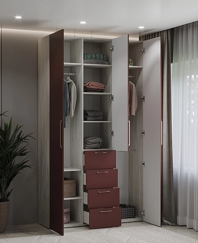 Шкаф трехдверный с ящиками узкий LG203.44