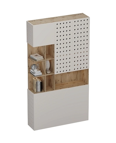 Шкаф двухдверный с фальш стенкой и нишей с подсветкой, фрезерованные фасады в эмали LE212.3