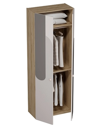 Шкаф двухдверный узкий, фрезерованные фасады в эмали LE210.44-1