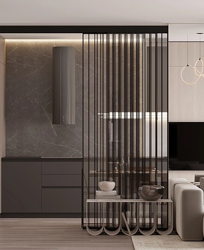 Раздвижная стеклянная перегородка для кухни GRACE 22