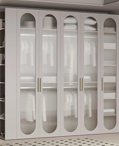 Шкаф 1 дверный узкий, фрезерованные фасады в эмали LE220.44-4