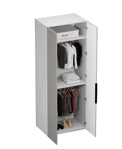 Шкаф 2 дверный, фрезерованные фасады в эмали LE210.60-1