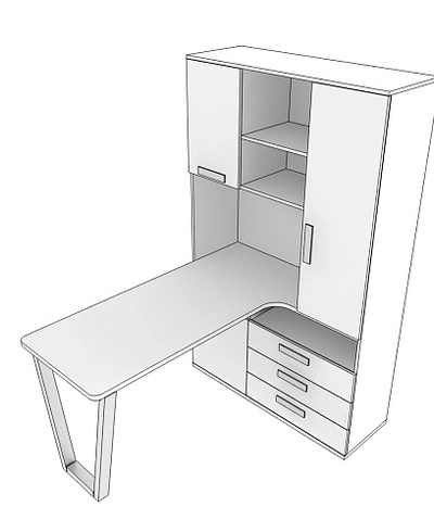 Шкаф со встроенным столом шириной 1154мм E407 L/R