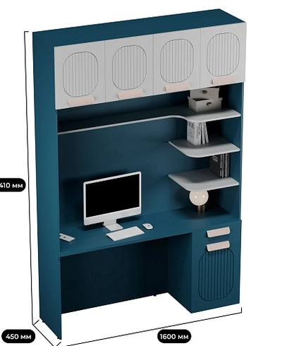Ниша с рабочей зоной, фрезерованные фасады в эмали LE417 L/R