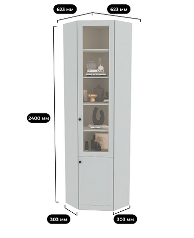 Шкаф угловой книжный A247