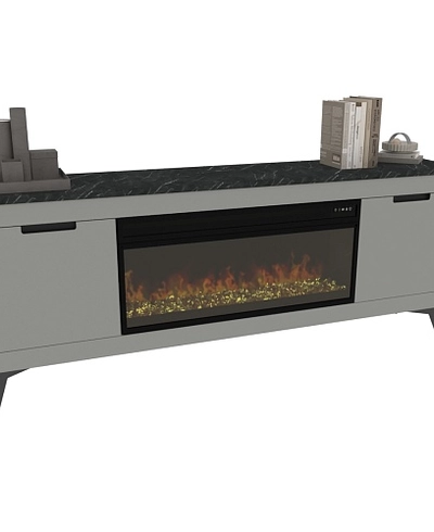 Тумба ТВ напольная с электрокамином на декоративных опорах LE545.350