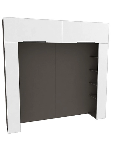 Ниша для кровати с секциями, фасады в эмали LE407.44