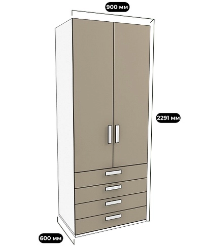 Шкаф двухдверный ,4 ящика E204