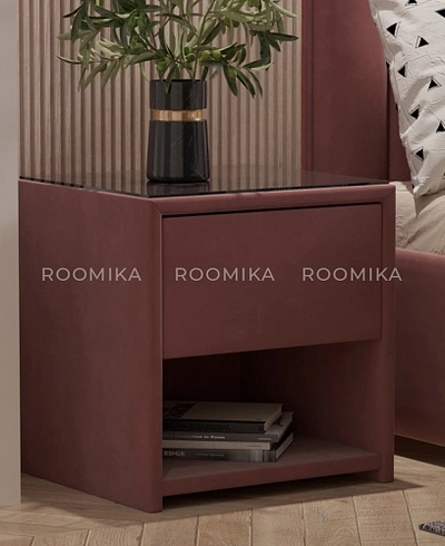 Тумба прикроватная мягкая, стекло прозрачное САНРАЙС 751