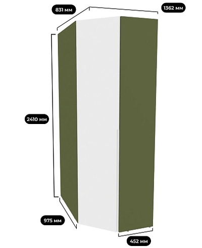 Шкаф угловой, фасады в эмали LE209.44 L/R