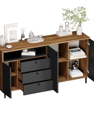 Комод, фрезерованные фасады в эмали LE729