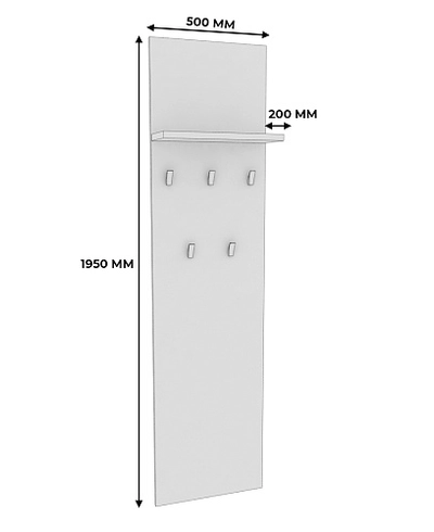 Панель узкая с полкой и крючками L176