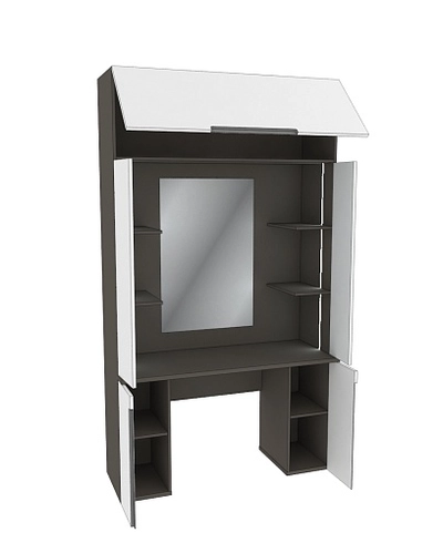 Стол туалетный с секцией и зеркалом с подсветкой, фасады в эмали LE404.44