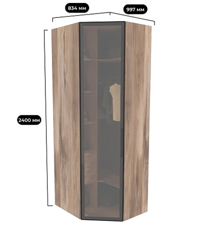 Шкаф угловой со стеклянным фасадом с подсветкой R218