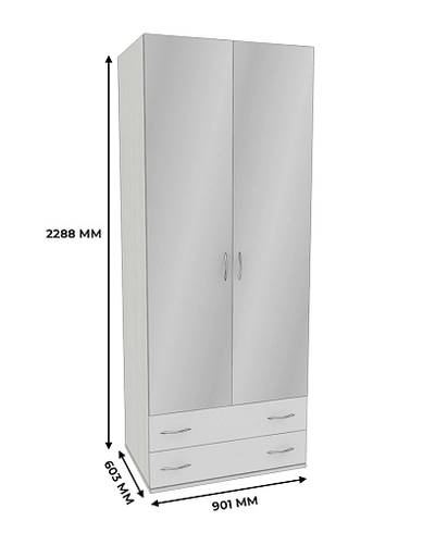 Шкаф 2 дверный с ящиками  и зеркалом P211.60Z