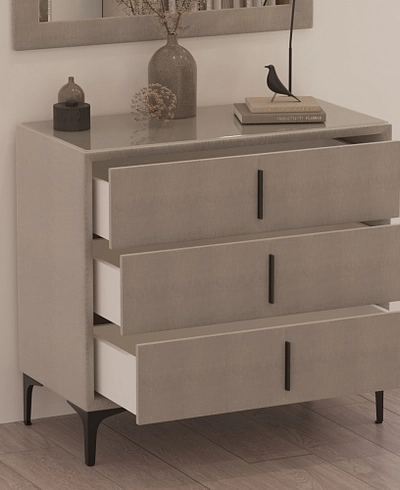 Комод мягкий, стекло прозрачное, ножки черные ГРЕЙС793