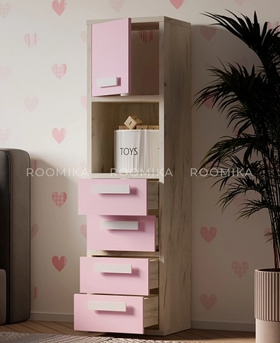 Cтеллаж сквозной книжный на 4 ниши с фасадом E804