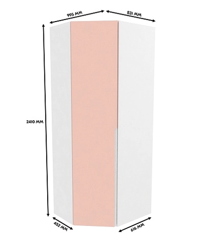 Шкаф угловой разносторонний, фасады в эмали LE218 L/R