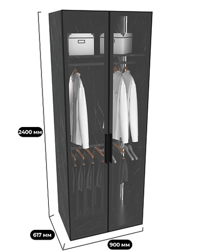 Шкаф для спальни с двумя штангами и полкой с подсветкой R210.60-1