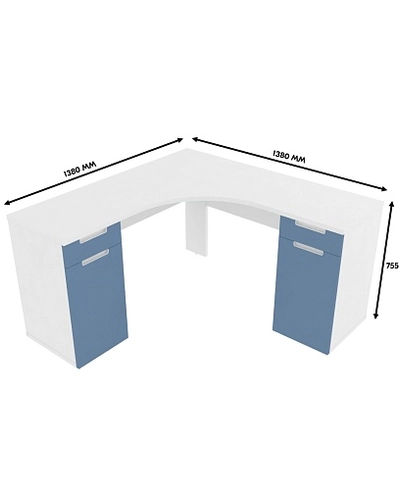 Cтол угловой равносторонний, фасады в эмали LE716