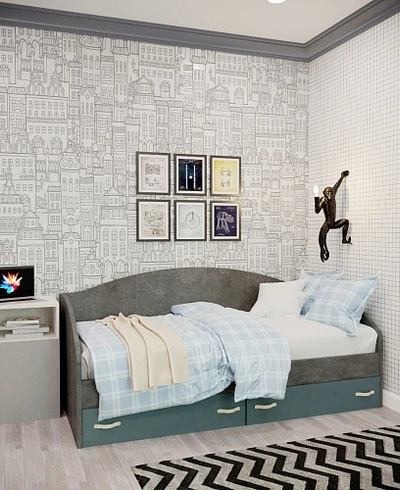 Кровать односпальная с ящиками P902N, 90x190