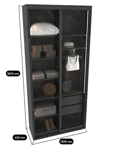 Шкаф-купе ХG126.45-3, профиль INTEGRO, стекло Estriado бесцветное, с подсветкой