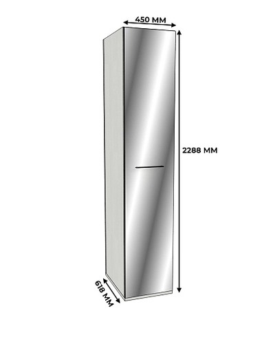 Шкаф одностворчатый узкий с зеркалом, фасады МДФ CG-220.60Z