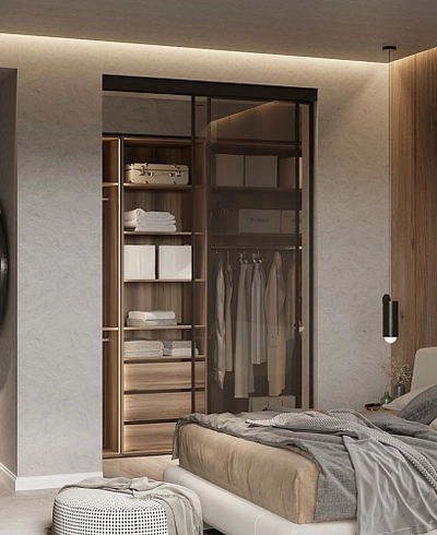 Стеклянная перегородка для гардеробной GRACE 1