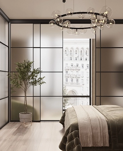 Перегородка для зониования пространства, стекло Сатинато GRACE 19