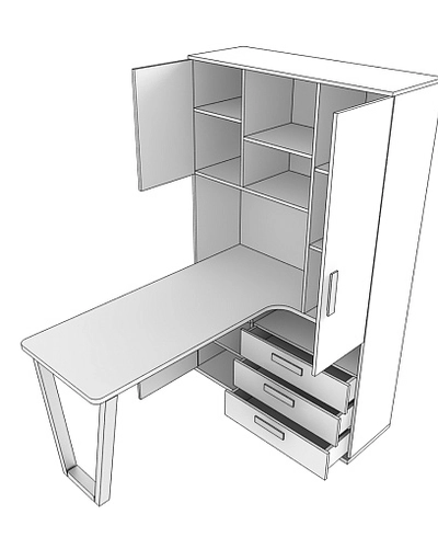 Шкаф со встроенным столом шириной 1154мм E407 L/R