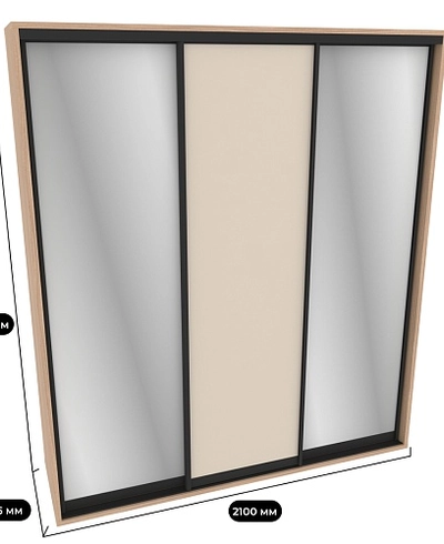 Шкаф-купе ХG210.60-2, профиль INTEGRO, фасад МДФ/зеркало серебро