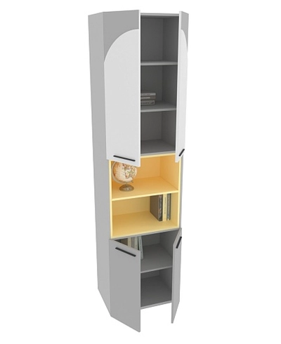 Шкаф книжный с нишей, фрезерованные фасады в эмали LE228.60