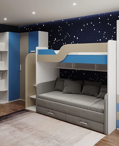 Кровать двухъярусная с диваном для мальчика подростка