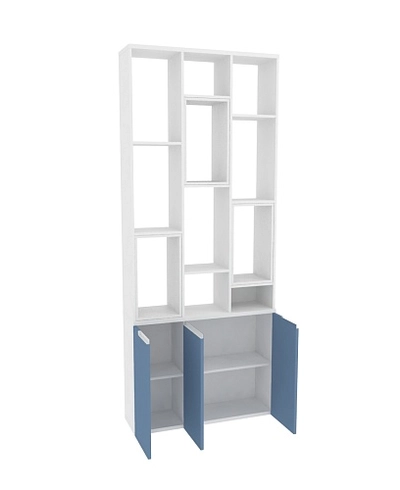 Стеллаж-тумба перегородка со вставками, фасады в эмали LE239